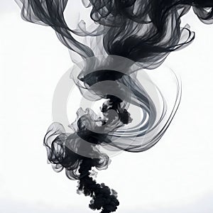 a singular intricately flowing different colored smoke stream against either a black or white background.