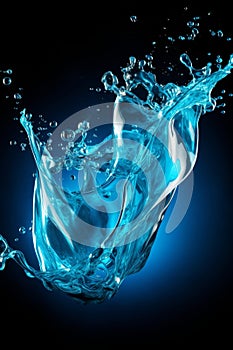 Singular vortex water splash isolated on dark backdrop for dramatic visual impact