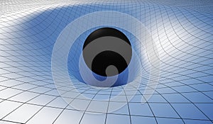 Singularity of blackhole and wormhole caused by gravity of massive black hole. 3D rendered illustration photo