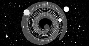 Singularity concept black and white vector illustration. Abstract deep space background
