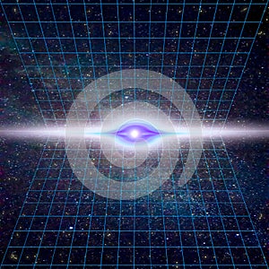 Singularity, gravitational waves and spacetime concept. Time Warp - Time Dilation photo
