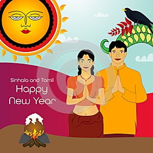 Sinhala New Year. Sri Lanka New Year. Sinhala and Tamil New Year Design photo