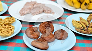 Sinhala and Tamil New Year celebration table with traditional sweets closeup photo