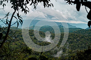 Sinharaja rain forest nature reserve, Sri Lanka. View from top of mountain to forest.