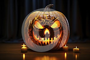 Sinister Halloween pumpkin. Generative AI