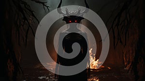 Sinister Monster In 8k Resolution: A Fiery Encounter