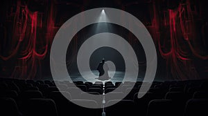 Sinister Specter Floating in Haunted Theater: Dark Cinematic Halloween Background AI Generated