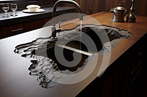 Sink faucet kitchen counter. Generate ai