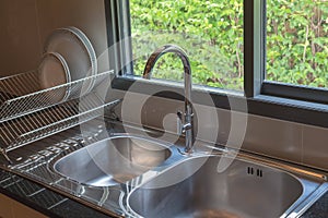 sink with faucet in kitchen room