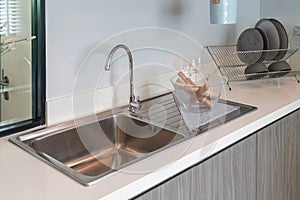 sink with faucet in kitchen room