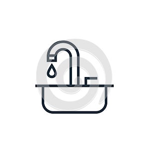 sink vector icon isolated on white background. Outline, thin line sink icon for website design and mobile, app development. Thin