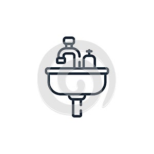 sink vector icon isolated on white background. Outline, thin line sink icon for website design and mobile, app development. Thin