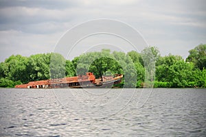 Sinked rusty ship