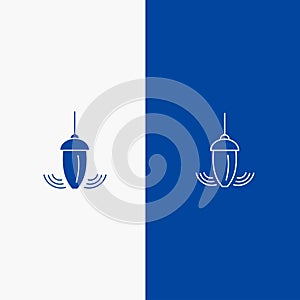 Sinker, Instrument, Measurement, Plumb, Plummet Line and Glyph Solid icon Blue banner Line and Glyph Solid icon Blue banner