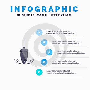 Sinker, Instrument, Measurement, Plumb, Plummet Solid Icon Infographics 5 Steps Presentation Background