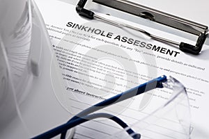 Sinkhole Assessment form on Clipboard