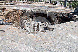 Sinkhole in Sidewalk