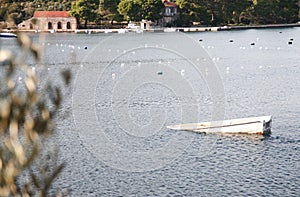 Sinking boat at sea