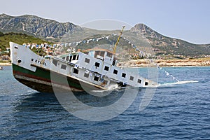 Sinking ship for diving tourism