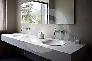 Sinks minimalist bathroom room. Generate Ai
