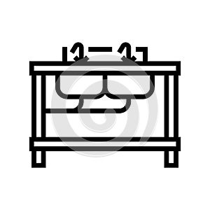 sinks restaurant equipment line icon vector illustration