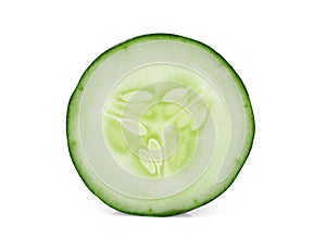 Sinlge sliced cucumber isolated on white