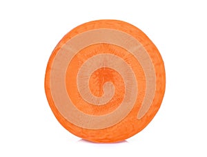 Sinlge sliced sweet carrot isolated on the white