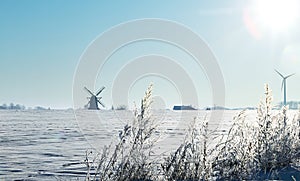 Sinninger windmill in winter, Saerbeck Germany