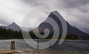 Sinopah Mountain, Two Medicine Lake, Rainstorm photo