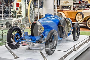 SINSHEIM, GERMANY - MAI 2022: blue Bugatti Type 37 cabrio 1926