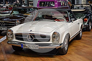 SINSHEIM, GERMANY - MAI 2022: white Mercedes Benz 280 SL 1970 cabrio