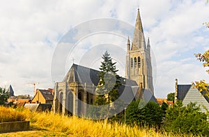 Sint Jacobskerk below hill at Ieper, Belgium