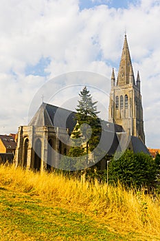Sint Jacobskerk below hill at Ieper, Belgium photo