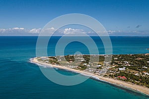 Sint Maarten's island Netherlands side Long beach view from the air