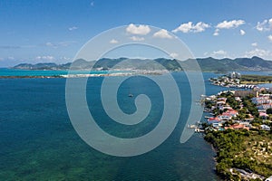 Sint Maarten's island Netherlands side view from the air