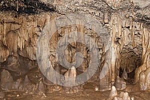 Sinter karst formations is in the cave