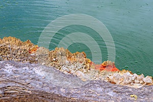 Sinter ledges of Champagne Pool in Wai-o-tapu, Rotorua, New Zeal