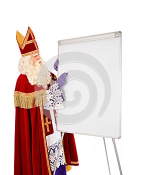 Sinterklaas with blank whiteboard