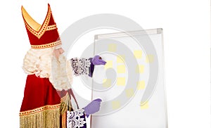 Sinterklaas with blank whiteboard