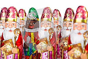 Sinterklaas en Zwarte Piet. Dutch chocolate figure