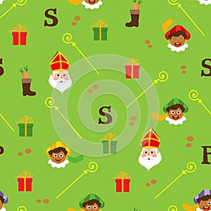 Sinterklaas green pattern - Dutch holidays