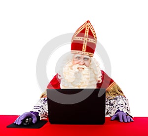 Sinterklaas with laptop