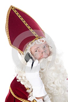 Sinterklaas with a mobile phone