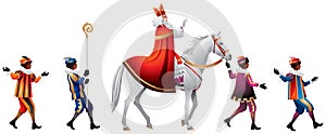 Sinterklaas Parade procession color vector illustration