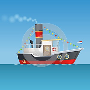 Sinterklaas steamboat isolated on transparent background - vector illustration