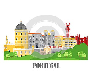 Sintra City in Portugal. Landmark travel sightseeing collection