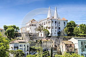 Sintra National Palace (Palacio Nacional de Sintra) also called Town Palace with distinct chimneys photo