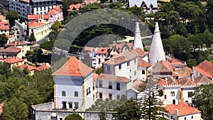 Sintra National Palace in Sintra-Cascais Natural Park tourism centeral area full of hotels and tourists