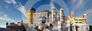 Sintra, Portugal - December 04, 2023: Palacio Nacional da Pena National Palace. A 19th century sumptuous royal palace