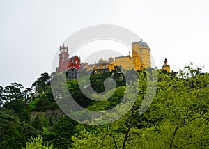 Sintra, Portugal/Europe; 15/04/19: Romanticist Palace of Pena in Sintra, Portugal. One of the most beautiful palaces in Europe